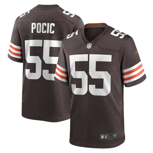 mens nike ethan pocic brown cleveland browns game jersey